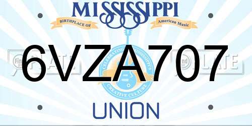 6VZA707 Mississippi License Plate