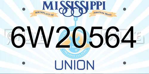 6W20564 Mississippi License Plate