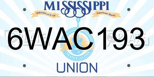 6WAC193 Mississippi License Plate