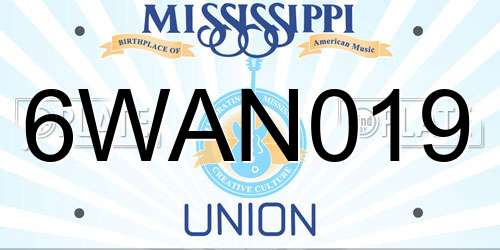 6WAN019 Mississippi License Plate