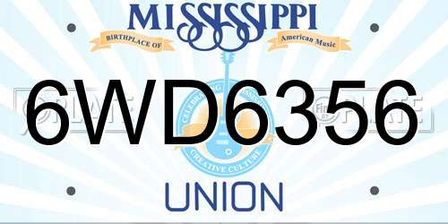 6WD6356 Mississippi License Plate