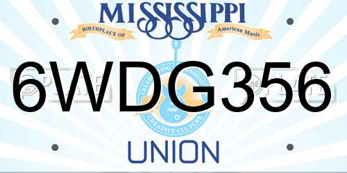 6WDG356 Mississippi License Plate