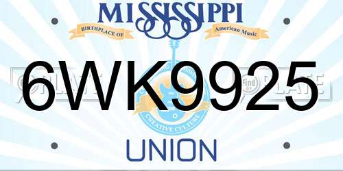 6WK9925 Mississippi License Plate
