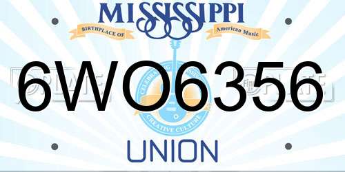 6WO6356 Mississippi License Plate