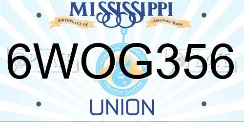 6WOG356 Mississippi License Plate