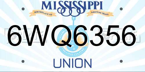6WQ6356 Mississippi License Plate