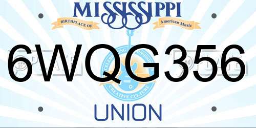 6WQG356 Mississippi License Plate