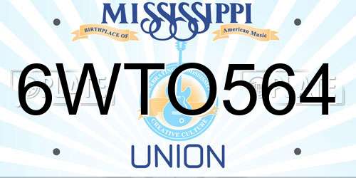 6WTO564 Mississippi License Plate