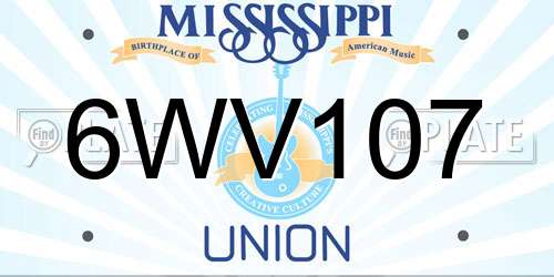 6WV107 Mississippi License Plate