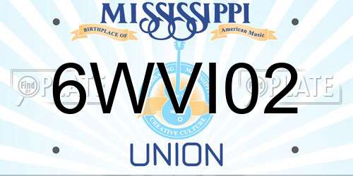 6WVI02 Mississippi License Plate