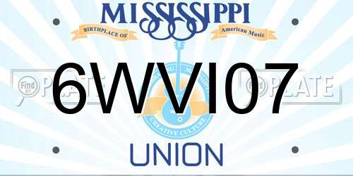 6WVI07 Mississippi License Plate