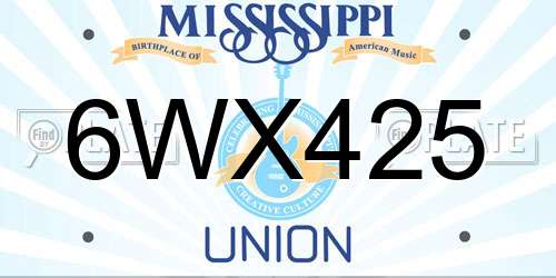 6WX425 Mississippi License Plate