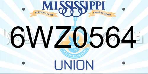 6WZ0564 Mississippi License Plate