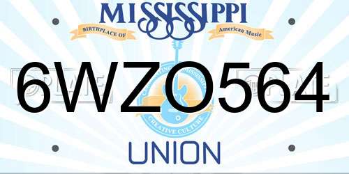 6WZO564 Mississippi License Plate