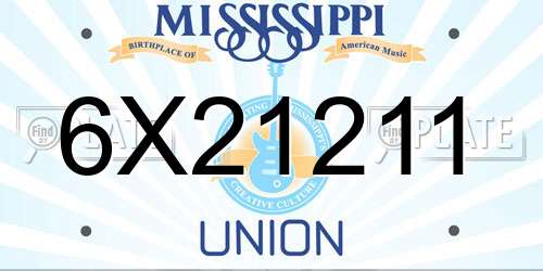 6X21211 Mississippi License Plate