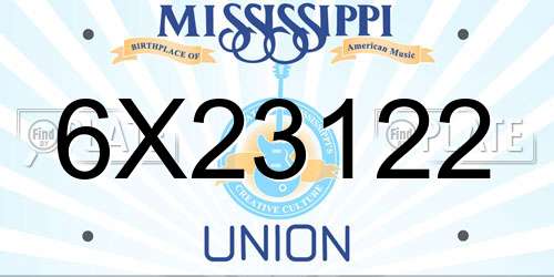 6X23122 Mississippi License Plate
