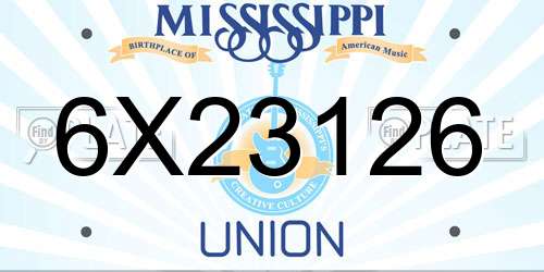 6X23126 Mississippi License Plate