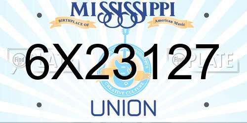 6X23127 Mississippi License Plate