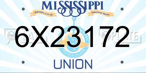 6X23172 Mississippi License Plate