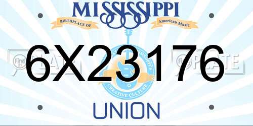 6X23176 Mississippi License Plate