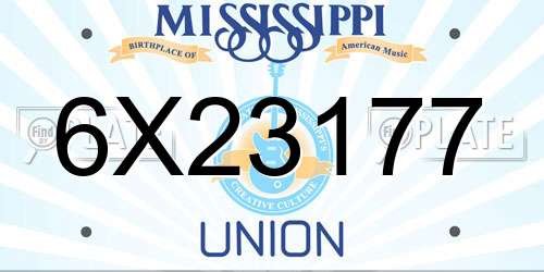 6X23177 Mississippi License Plate