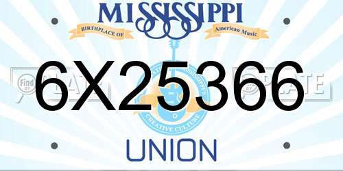 6X25366 Mississippi License Plate