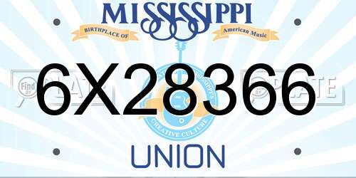 6X28366 Mississippi License Plate