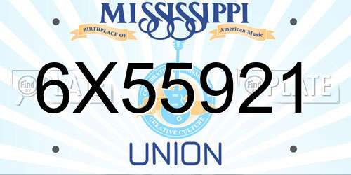 6X55921 Mississippi License Plate