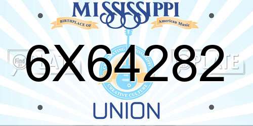 6X64282 Mississippi License Plate