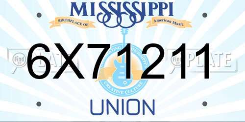 6X71211 Mississippi License Plate