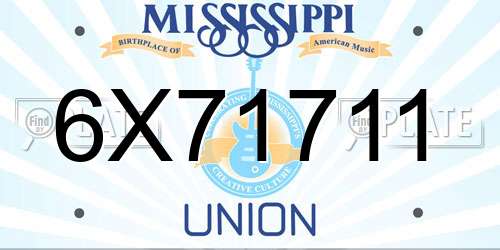 6X71711 Mississippi License Plate