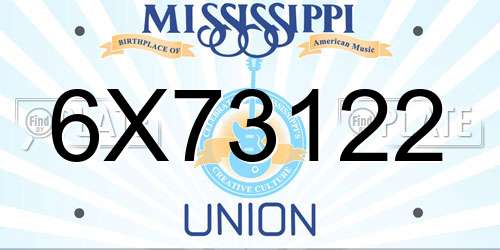 6X73122 Mississippi License Plate