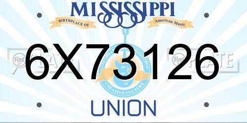 6X73126 Mississippi License Plate