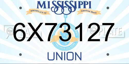 6X73127 Mississippi License Plate