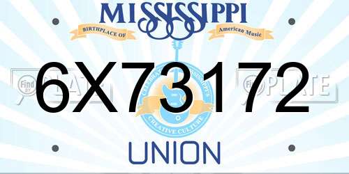 6X73172 Mississippi License Plate