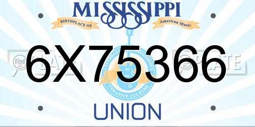 6X75366 Mississippi License Plate