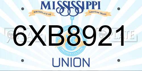 6XB8921 Mississippi License Plate