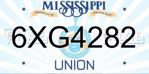 6XG4282 Mississippi License Plate