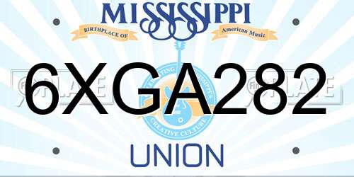 6XGA282 Mississippi License Plate