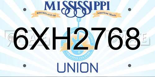 6XH2768 Mississippi License Plate