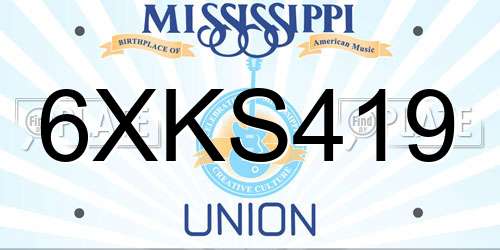 6XKS419 Mississippi License Plate