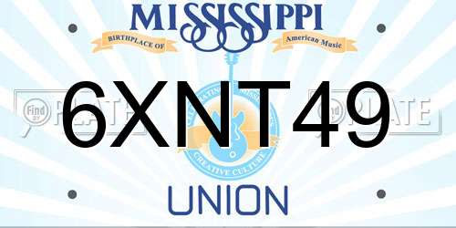 6XNT49 Mississippi License Plate