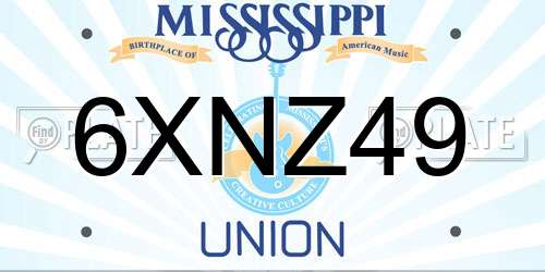 6XNZ49 Mississippi License Plate