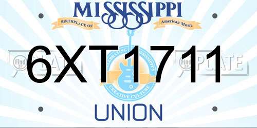 6XT1711 Mississippi License Plate