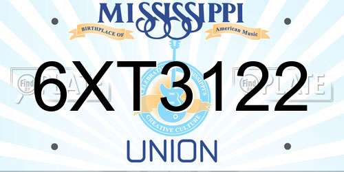 6XT3122 Mississippi License Plate