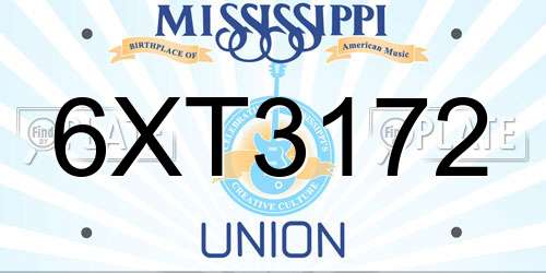 6XT3172 Mississippi License Plate
