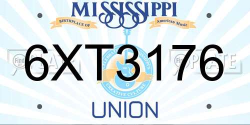 6XT3176 Mississippi License Plate