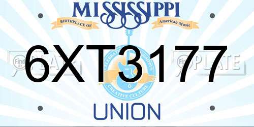 6XT3177 Mississippi License Plate