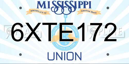6XTE172 Mississippi License Plate