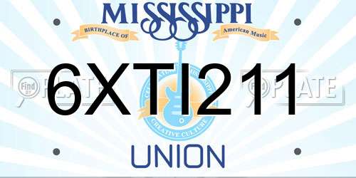 6XTI211 Mississippi License Plate